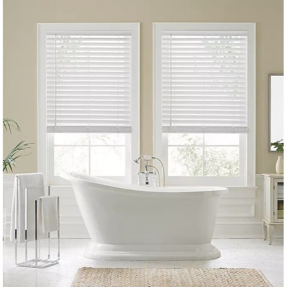 REAL SIMPLE 2" inch Faux Wood 1 Window Blinds 23 x 64 inch Cordless WHITE NEW